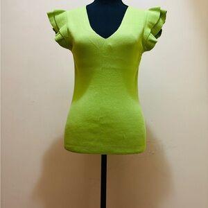 Philosophy Lime Knit Top with Ruffle Detail